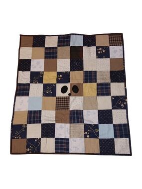 Patchwork Baby Quilt in Navy, Brown & Cream - Classic Cotton